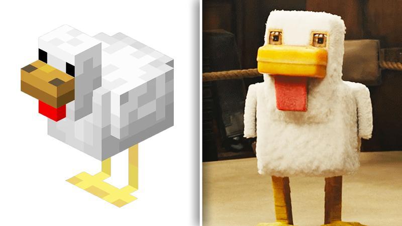 Chicken in Minecraft Game vs Movie