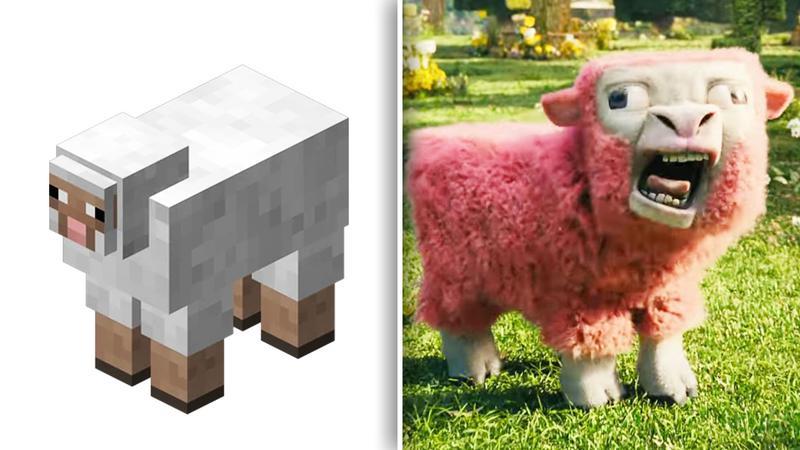 Sheep in Minecraft Game vs Movie