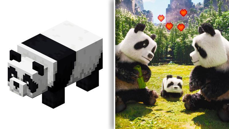 Panda in Minecraft Game vs Movie