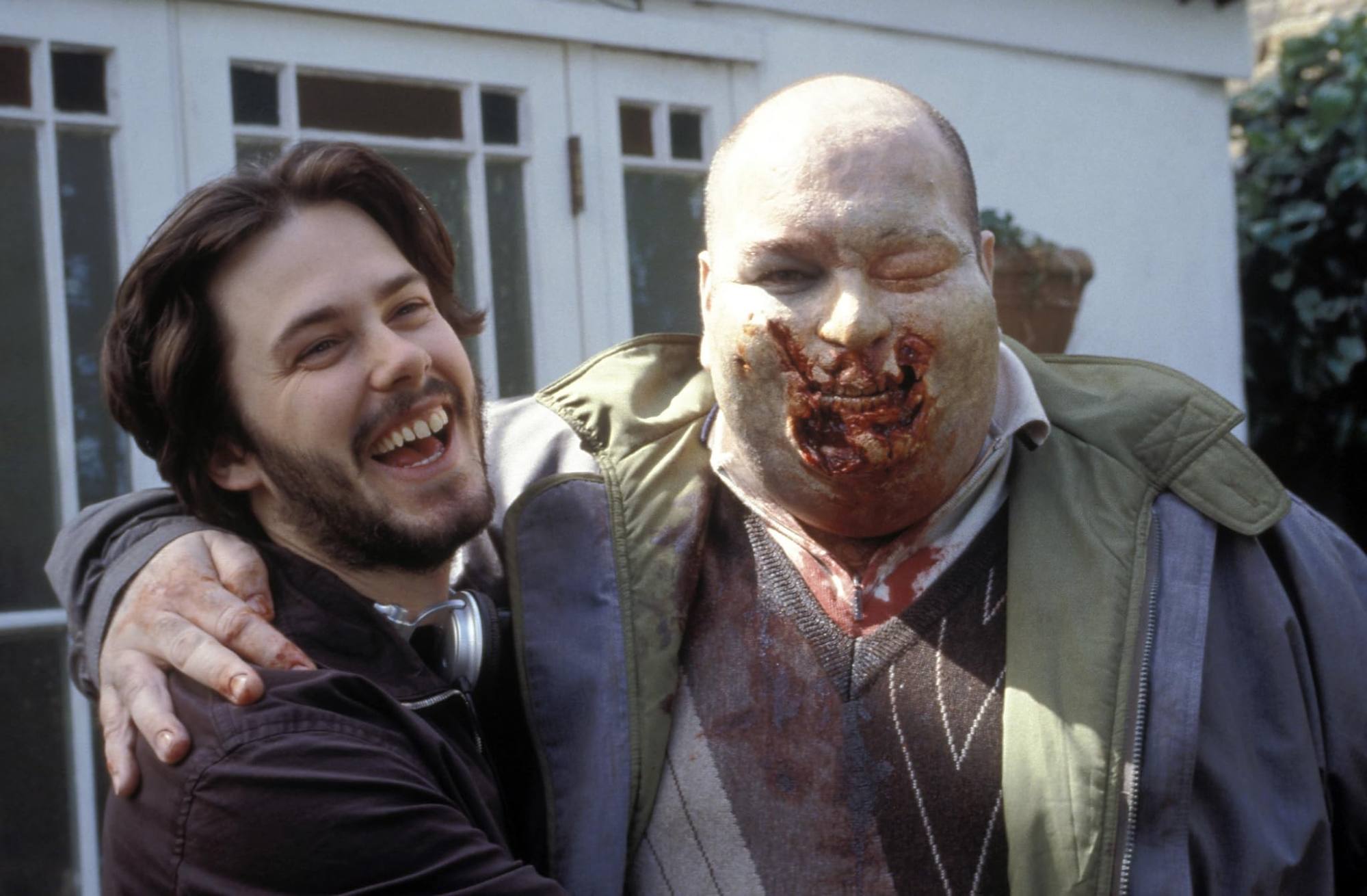 Director Edgar Wright (left) and Mark Donovan on the set of Shaun of the Dead. Photo: Rogue Pictures.