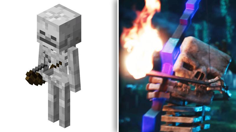 Skeleton in Minecraft Game vs Movie