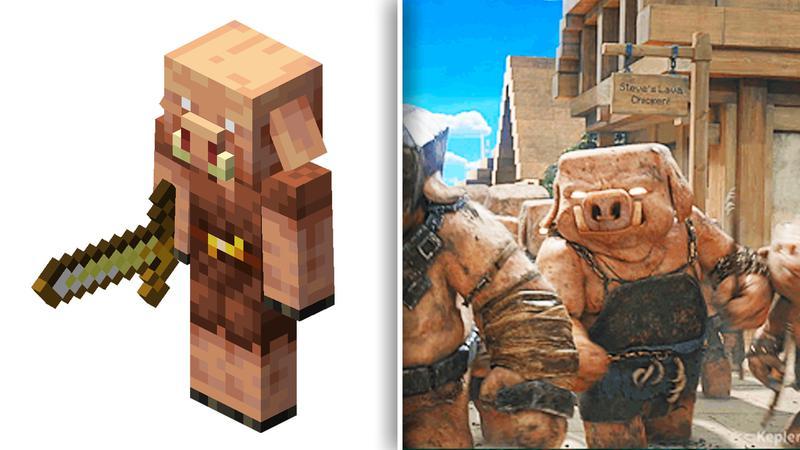 Piglin  in Minecraft Game vs Movie