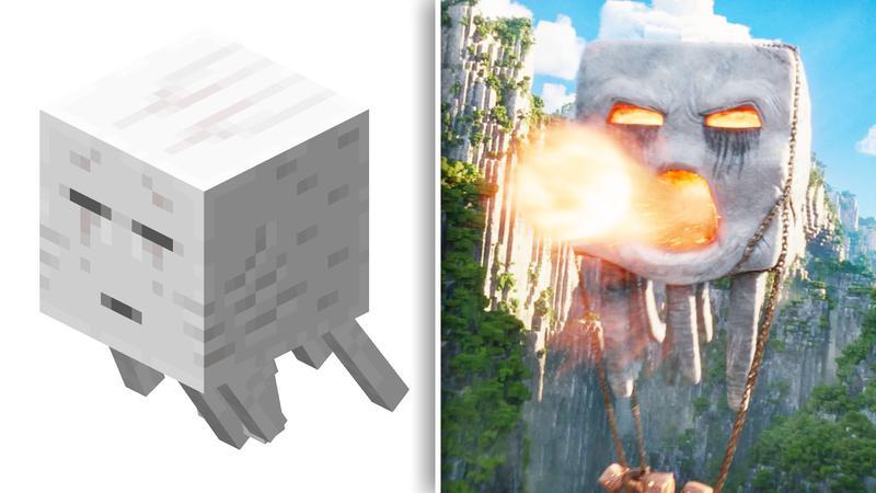 Ghast in Minecraft Game vs Movie
